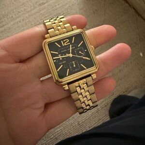 Marc Jacobs Gold Square Watch with Black Dial